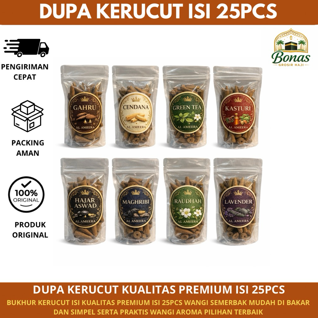 Dupa Kerucut Isi 25Pcs Dupa Kerucut Dupa Arab Berbagai Varian Aoma