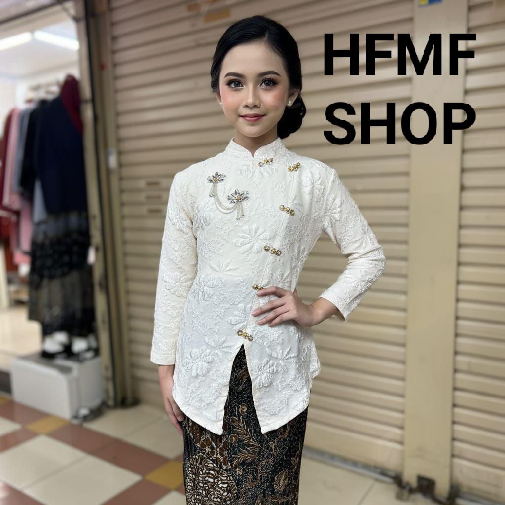 Stelan Kebaya Anak Janggan Fukuro Jaquard Modern Kebaya Kartini Anak Usia 5-12 Tahun Kebaya Pesta Wi