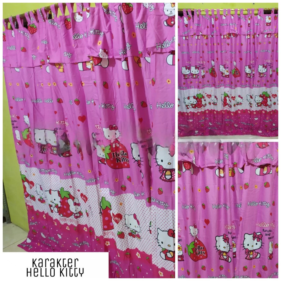 (COD) Gorden Pintu Karakter Hello Kitty Pink | Gorden Pintu & Jendela Anak