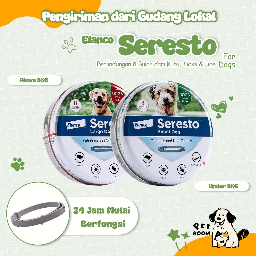 Kalung Anti Kutu Anjing Seresto Perlindungan 8 Bulan Tahan Air Kulit Sensitif