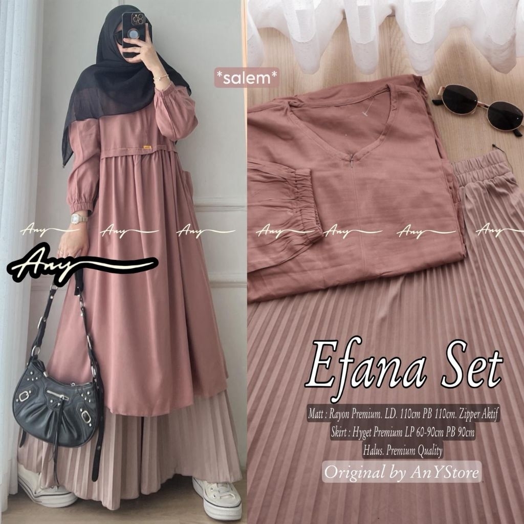 hida rieca jeslin one set wanita kekinian by A.N.Y midi dress susun midi dress katun jepang premium 