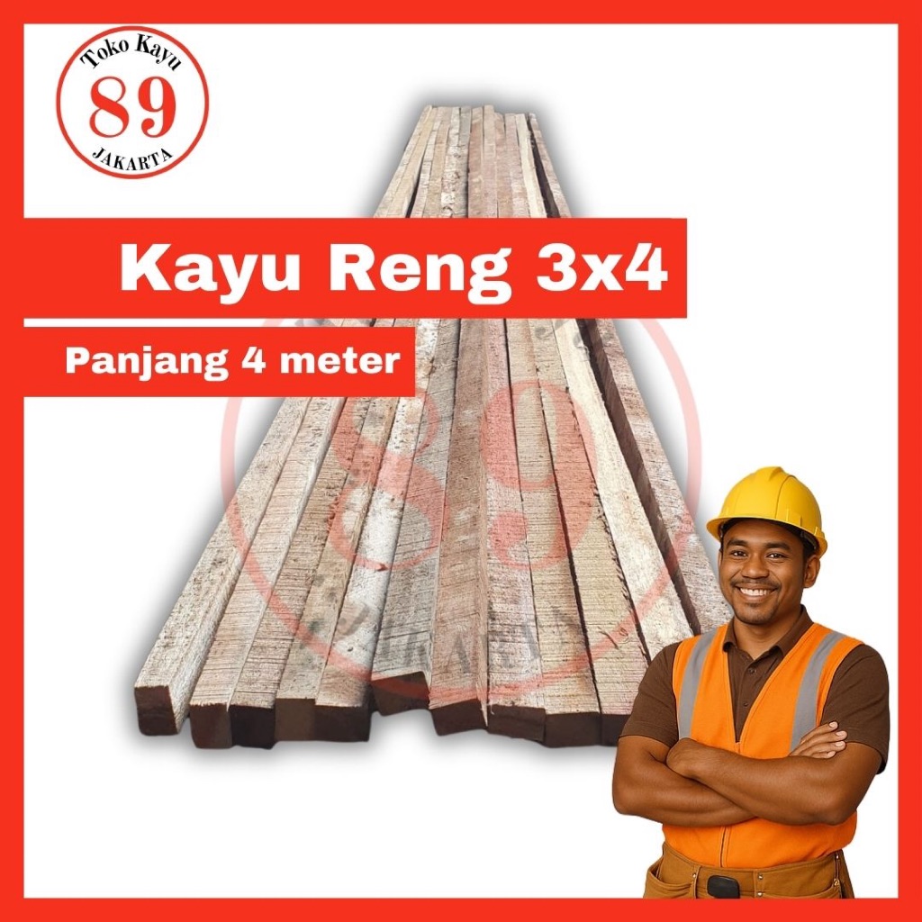 Kayu Reng 3x4 Meranti batangan / Kayu Reng untuk Konstruksi Atap - panjang 4 meter