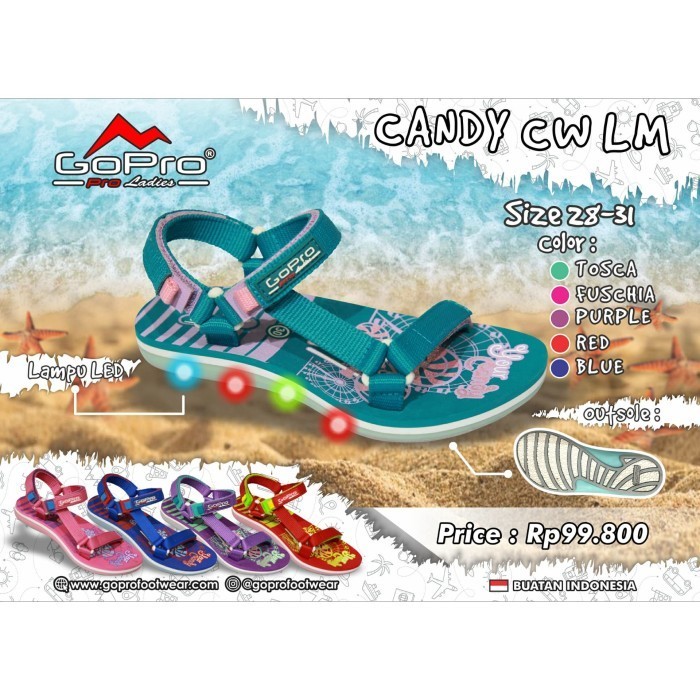 SANDAL ANAK CEWE LED LAMPU  SANDAL GUNUNG WANITA ANAK  LEED Size 28-31 GoPro Girl Sendal Gunung Pere
