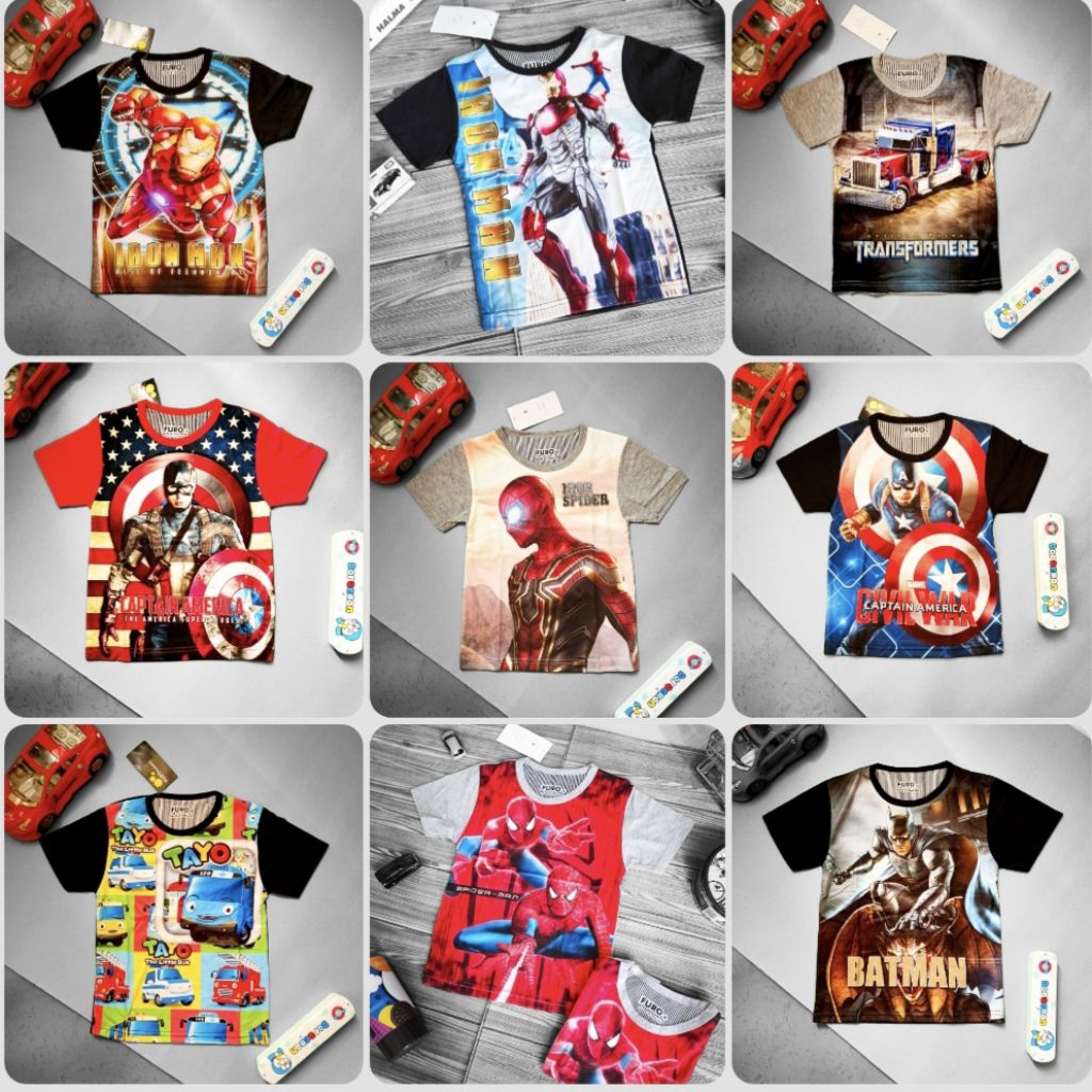 MILI MILI - Baju Kaos Anak Laki Laki Furo Thailand Printing Superhero Mix