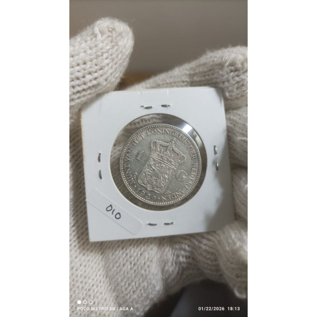 Koin Perak / Silver 72% - 1 Gulden - Wilhelmina - Netherlands East Indies -1929