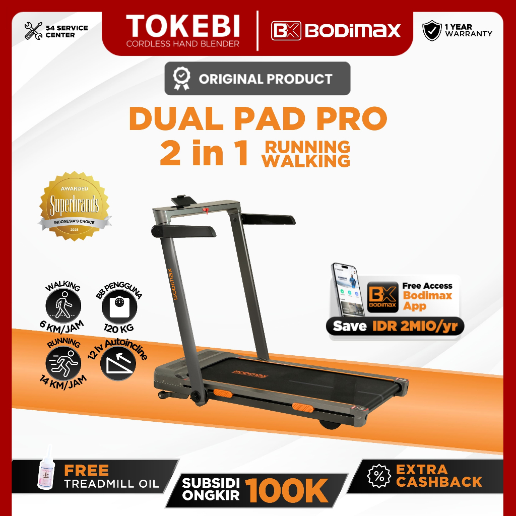BODIMAX DUAL PAD PRO / Running Pad / Treadmil Automatic Incline