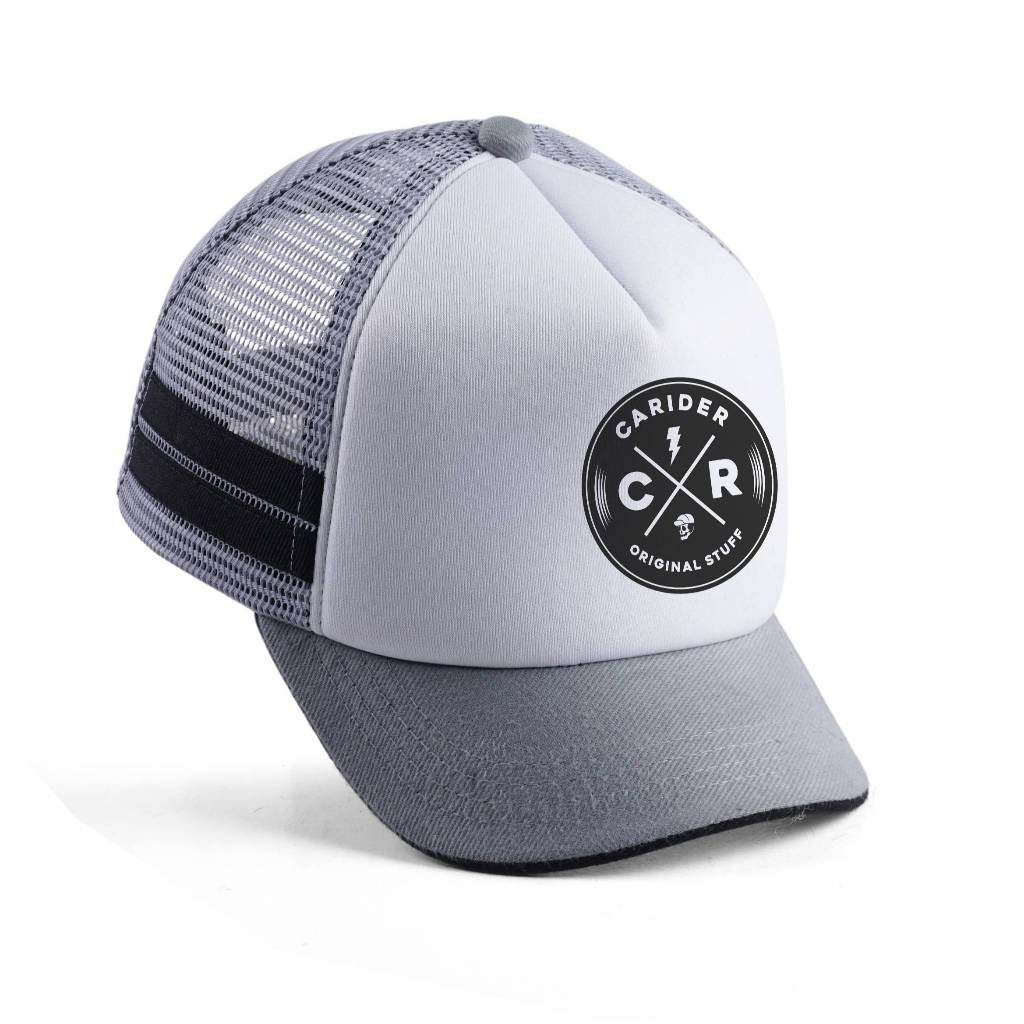 (COD) Topi Trucker Jaring Pria Visor Pendek Putih Abu / Topi Visor Pendek