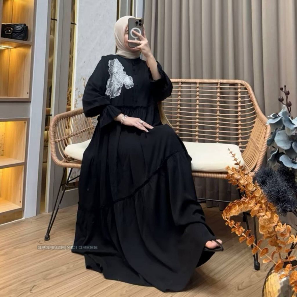 Organza dress kekinian rayon twill busui frendly