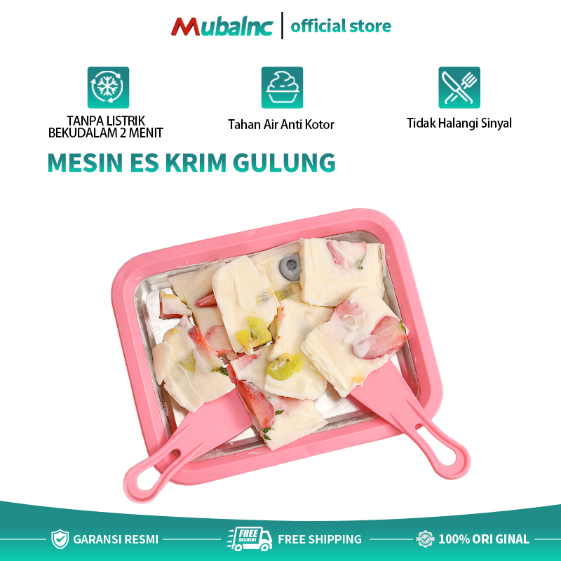 Portable Ice Cream Yogurt Fried Maker dengan/Mini Mesin Es Krim Gulung DIY Tanpa Listrik/Alat Pembua