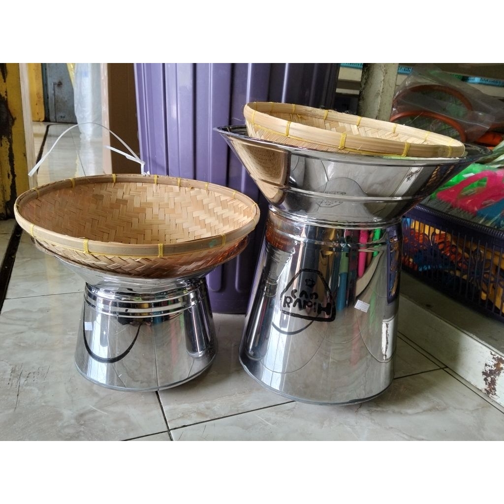 Dandang/Seeng Stainless + Kukusan Bambu