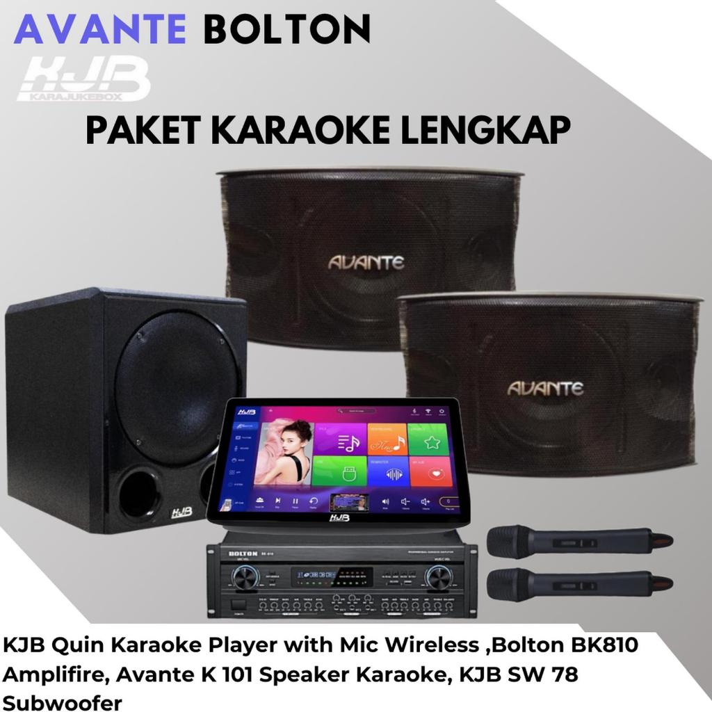 Paket Karaoke Lengkap KJB Quin Player Karaoke, Bolton BK810 Amplifier, Avante K101 Karaoke Speaker, 