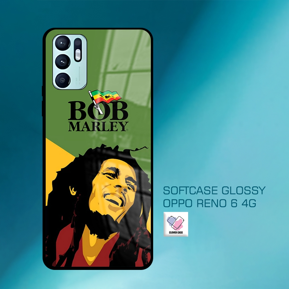 [AR48]  Case Glossy Case | OPPO RENO 6 4G | CASE KEKINIAN LUCU |  Casing Hp Kilau Motif BOB MARLEY
