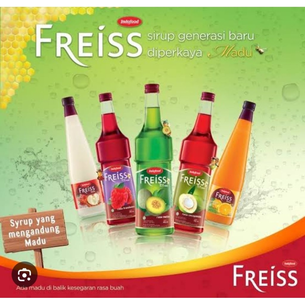 FREiss sirup Indofood rasa cocopandan, melon, leci dan jeruk