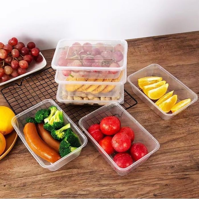 50PCS Kotak Makan Plastik Thinwall Rectangle Food Container Box Clear Tempat Makan Plastik Bening