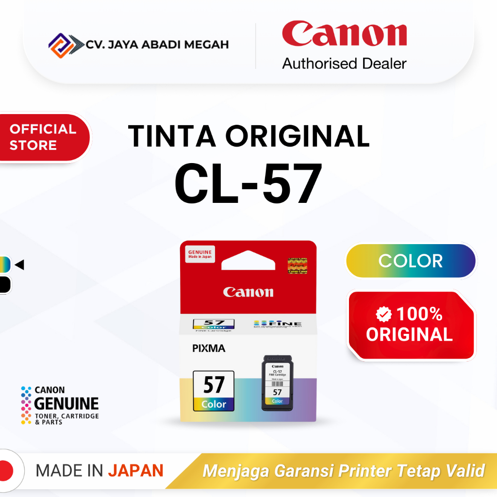 100% ORIGINAL Tinta Canon CL 57 Color - Tinta Canon E410 E470 E3470 E4570 - Tinta Asli
