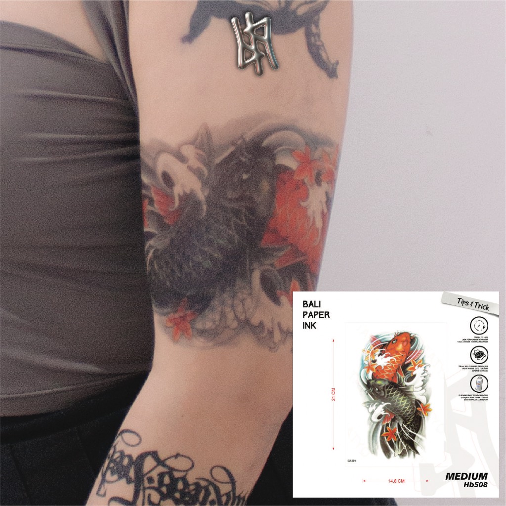Tato Temporer Waterproof Tahan Air – Temporary Tattoo HB508 Ikan Koi | Bali Paper Ink