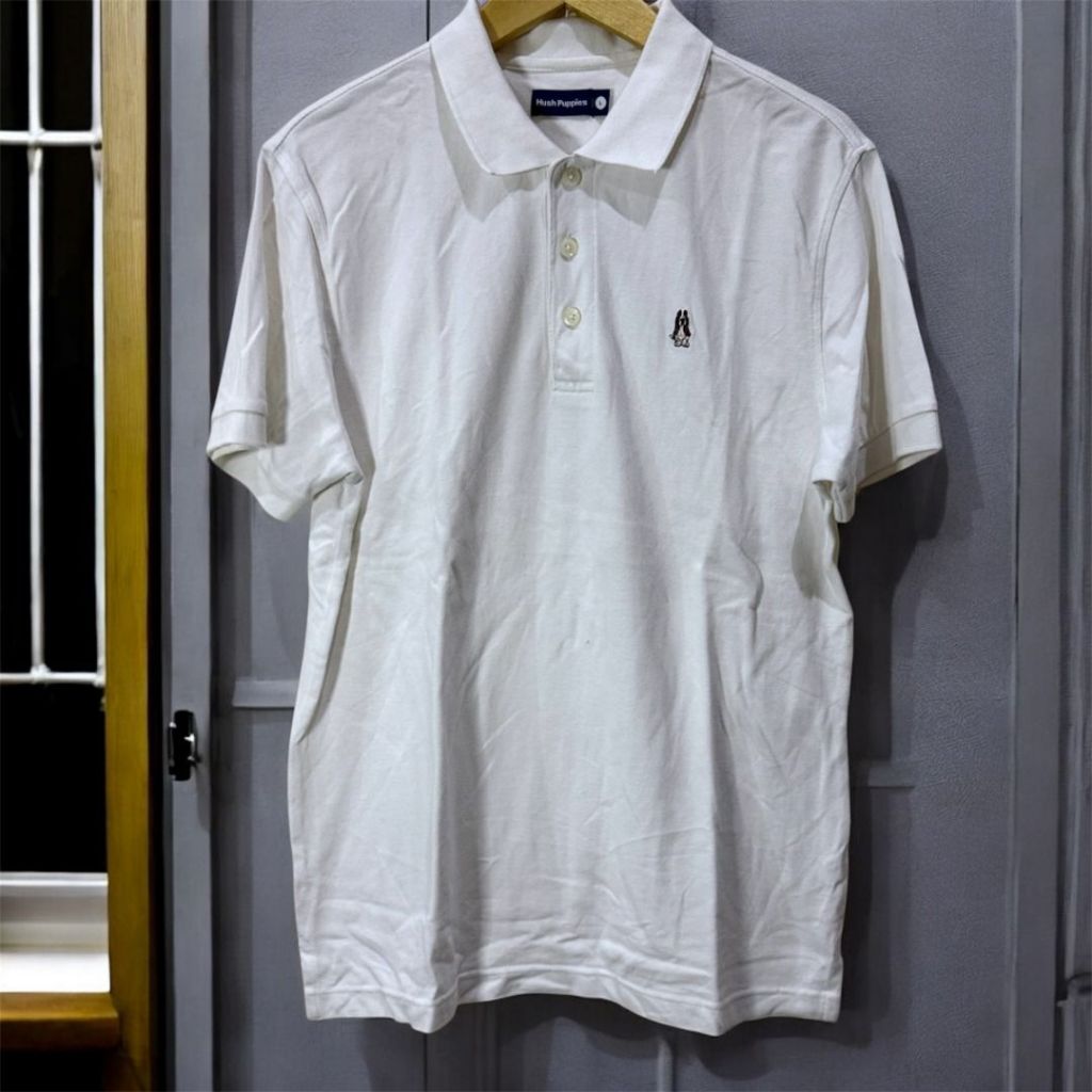 HUSH PUPPIES Basic small logo polo shirt - white | Kaos kerah putih