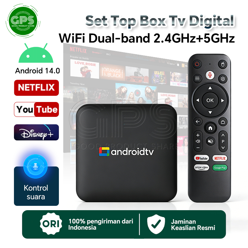BARU, KIRIM CEPAT 4K Android TV Box/Kotak TV Cerdas Support Voice Android 14.0 2.4G+5G WIFI RAM 8GB 