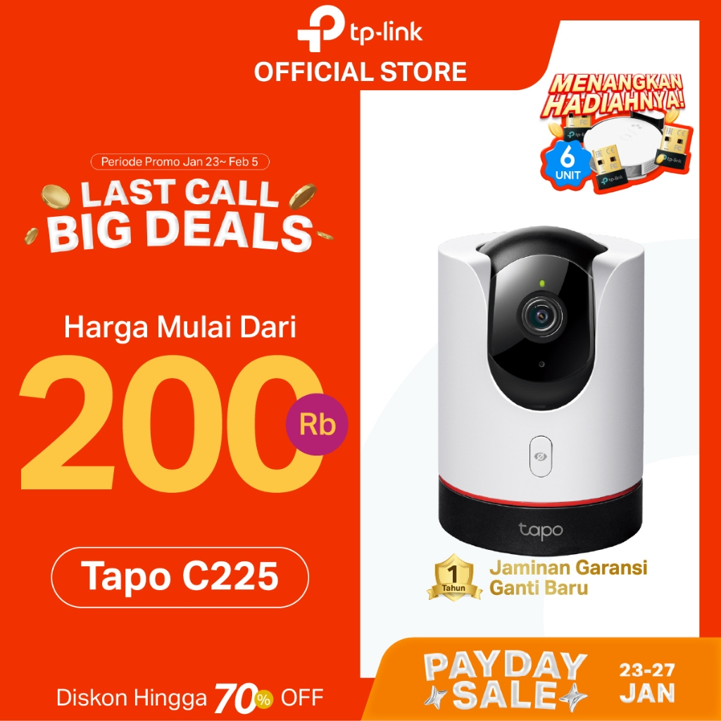 TP-Link | Tapo C225 AI Smart Wi-Fi Camera PTZ 360° Tracking Night Vision Baby Mini IP CCTV Original