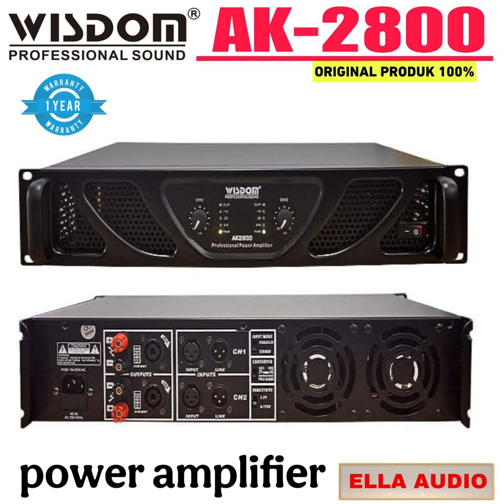 Wisdom AK2800 Power Amplifier 2-Channel Wisdom AK-2800