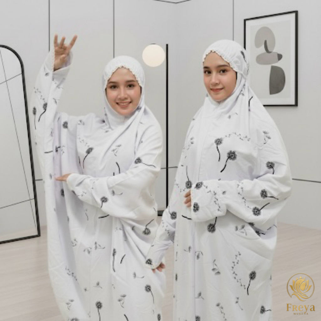MUKENA BORDIR PREMIUM BUNGA DANDELION TERUSAN MUKENA POLINO SANTRI LAJURAN BAHAN ADEM  LEMBUT MUKENA