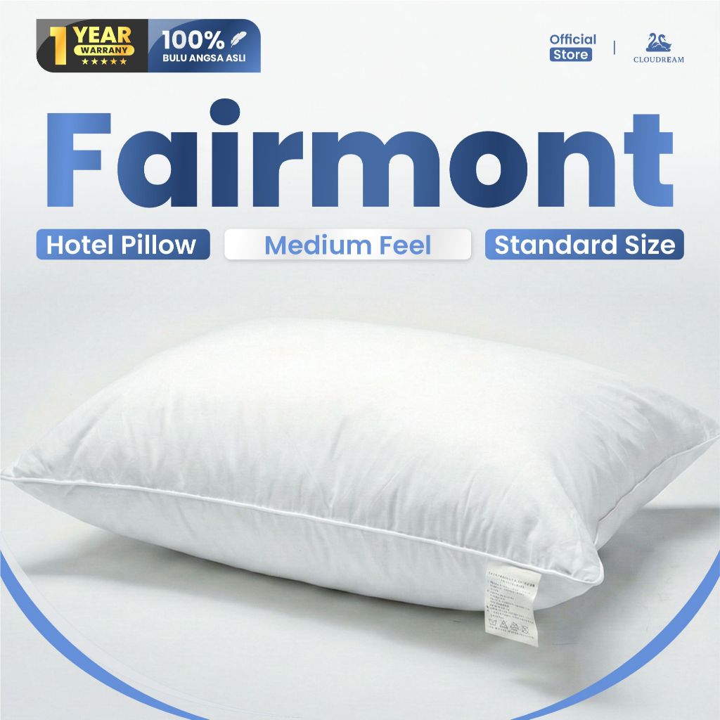 Cloudream Bantal Bulu Angsa / Bantal Hotel Bintang 5, Type Fairmont (Medium Feel) Bantal Tidur
