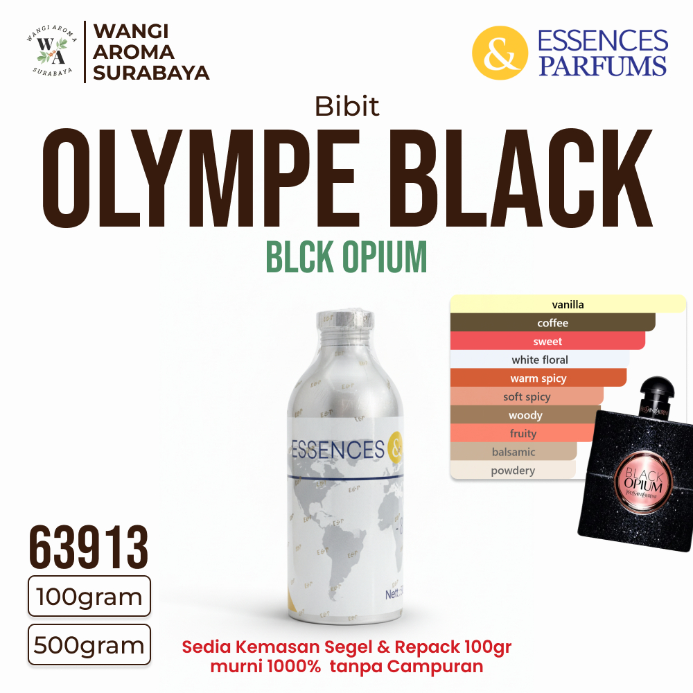 OLYMPE BLACK 63913 ESSENCES & PARFUMS - BIBIT PARFUM - INSPIRED BLCK OPIUM - SEGEL & REPACK 100G & 5