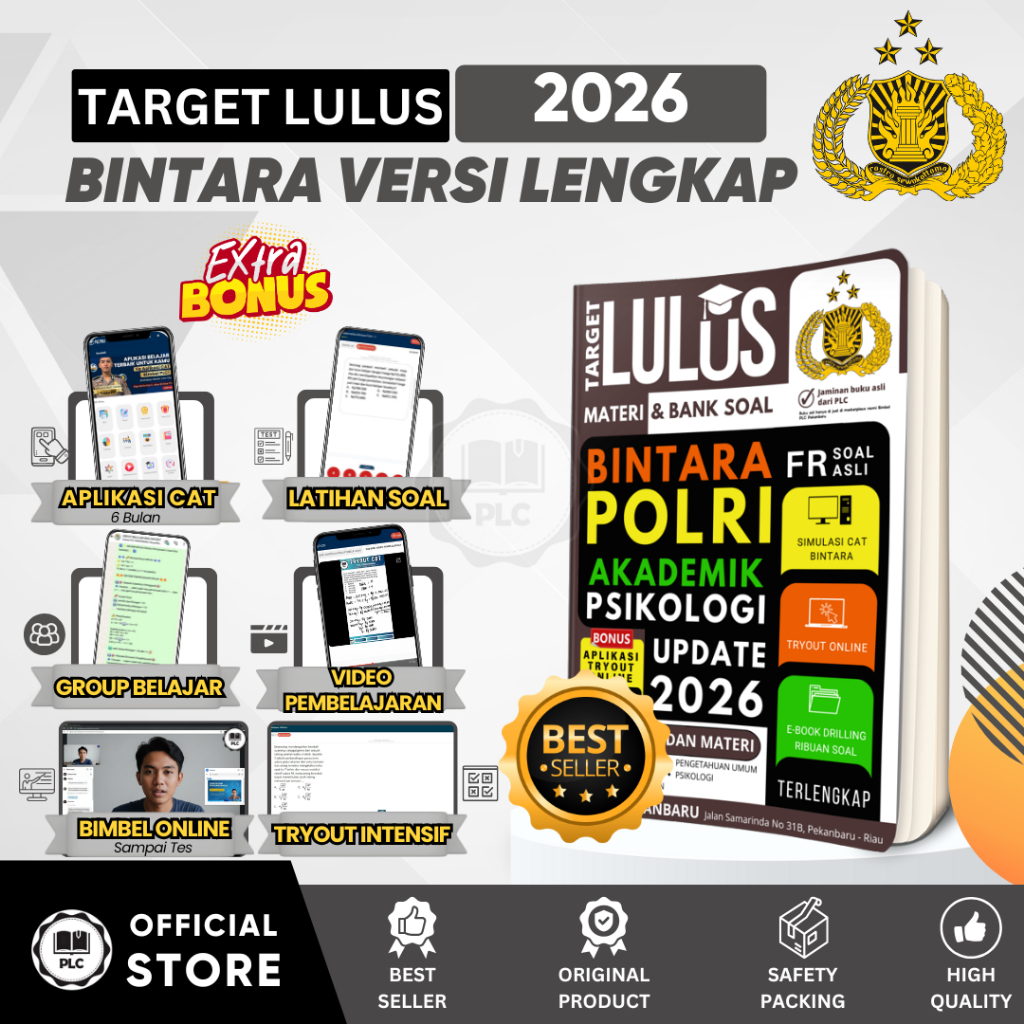 PLC - Buku Materi & Bank Soal HOTS Persiapan Tes Masuk Bintara Polri 2026 1550 Halaman