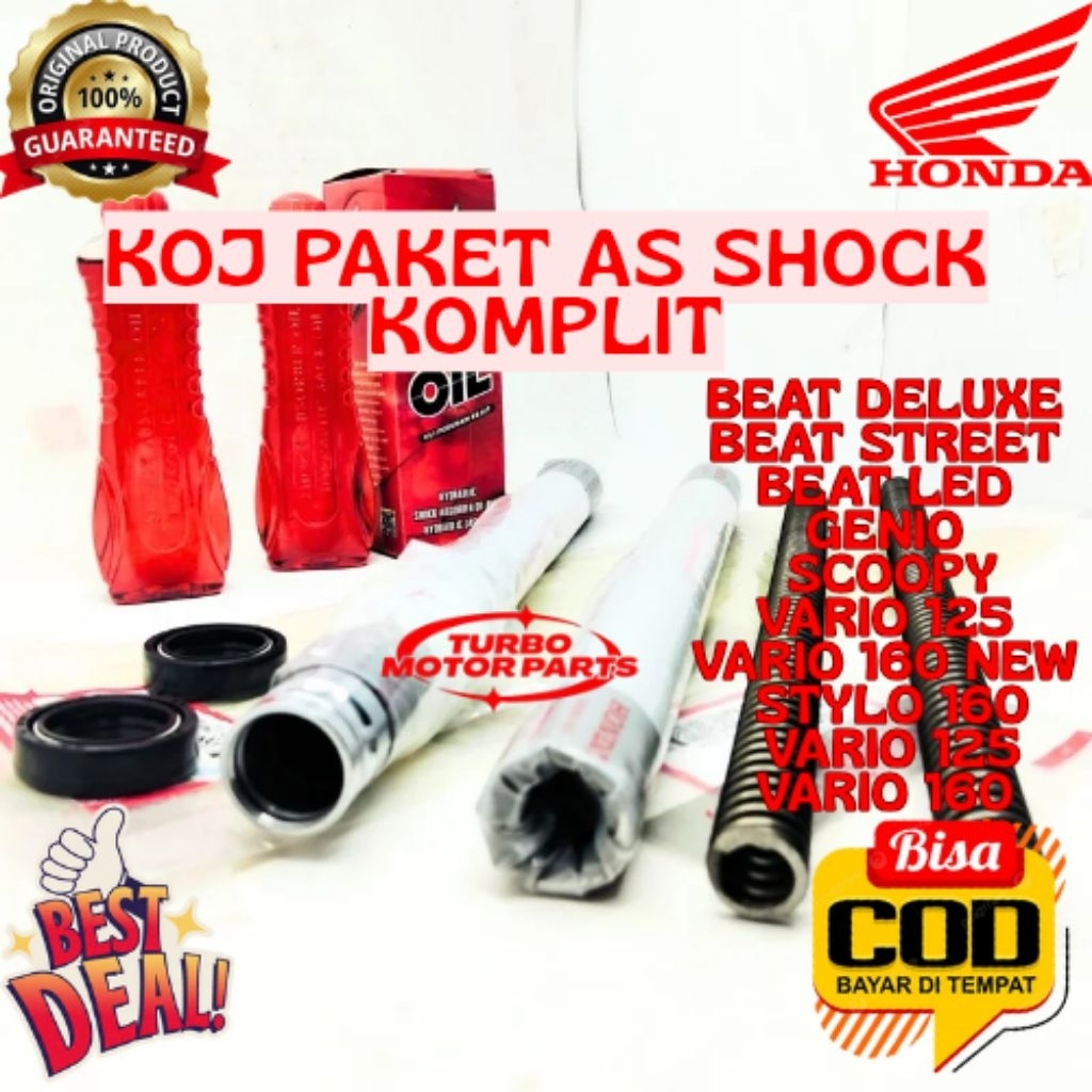 PAKET AS SHOCK KOMPLIT ORIGINAL HONDA KODE KOJ, AS SHOCK KOMPLIT BEAT DELUXE, AS SHOCK KOMPLIT BEAT 