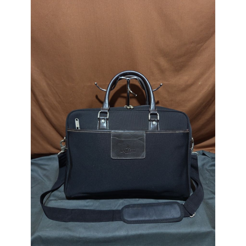 Tas Kerja Tas Laptop Lancetti Milano Kulit Asli mix Kanvas second ori