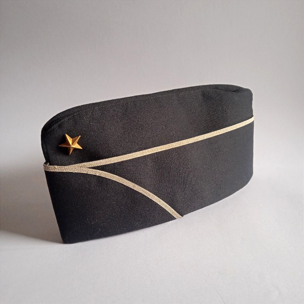 Antik Vintage Topi Mut Militer ABRI TNI AD Tahun 1994/1995 Size No.57 NOS Warna Hitam Bintang Kuning