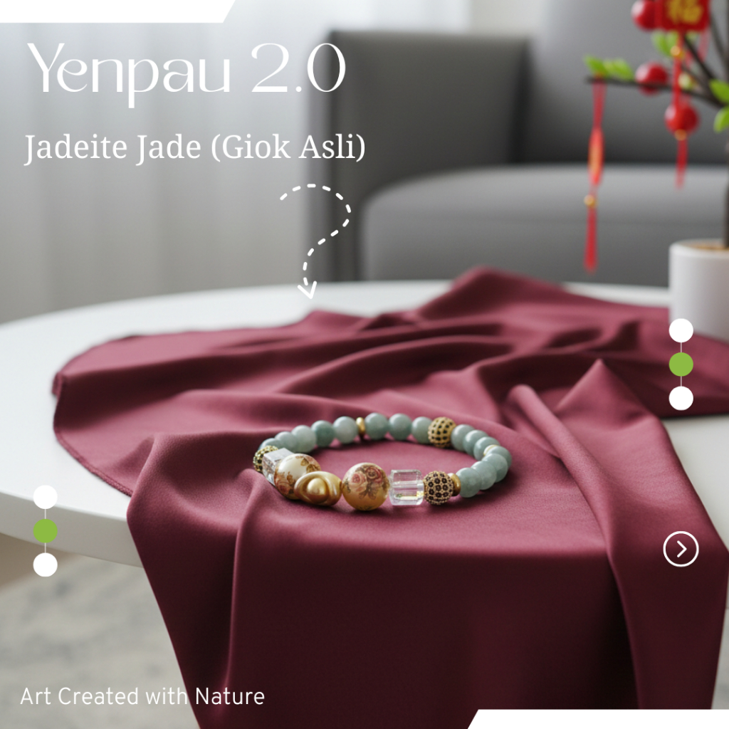 (Gelang Batu/Perak Lapis Emas) Yenpau 2.0 Jadeite Jade / Giok Asli