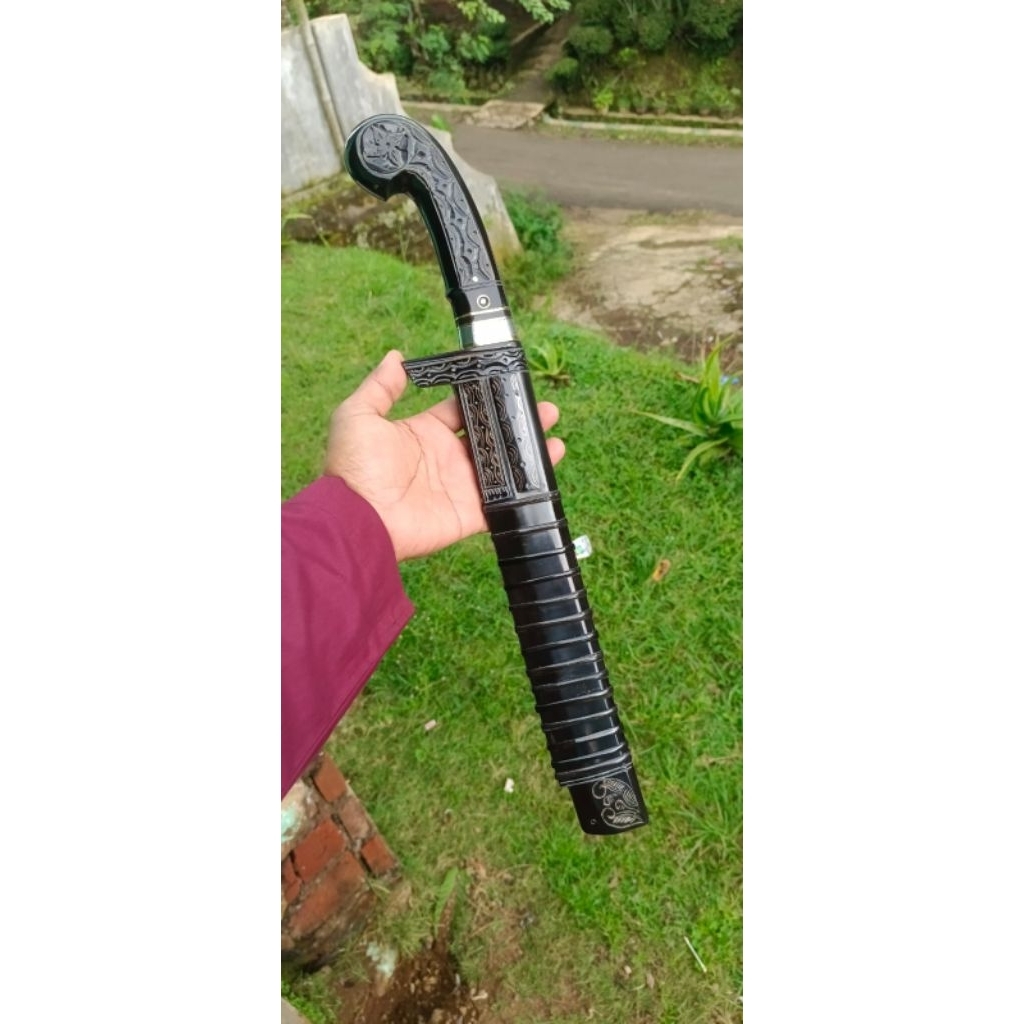 Pisau Premium Sembelih Hewan Baja Bohler M390 full tanduk Ukir HT Manual PB. 30 cm