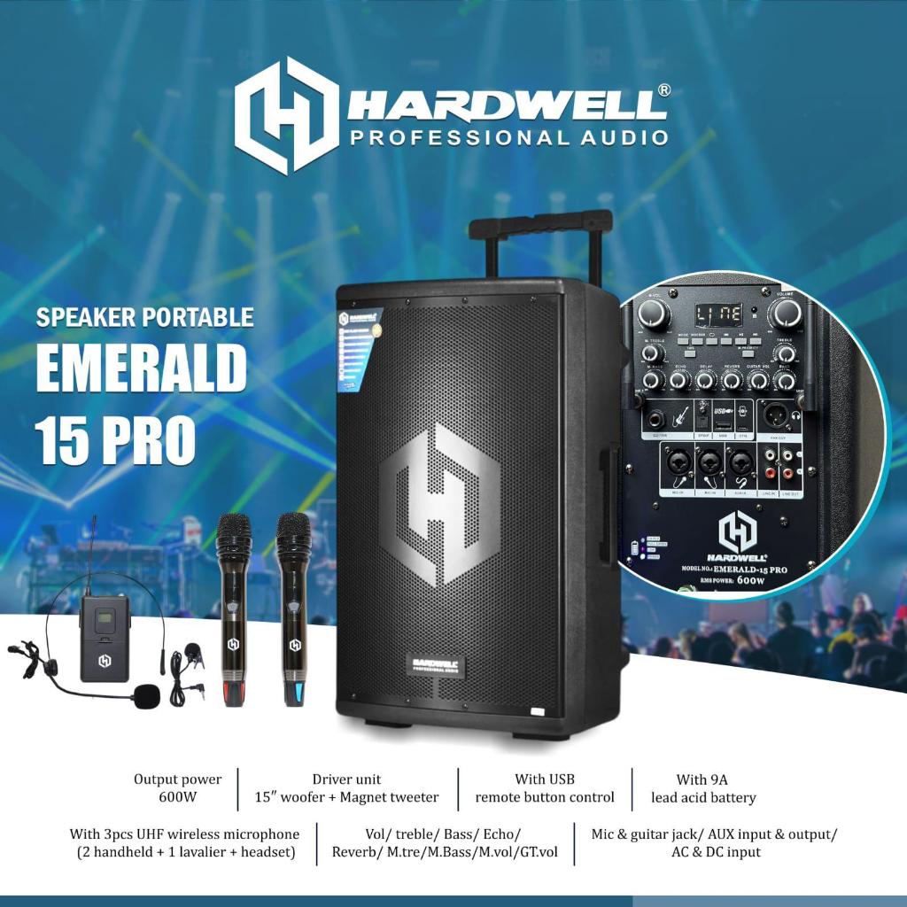 Speaker Portable Hardwell Emerald 15 PRO Original 15 inch HARDWELL EMERALD 15PRO
