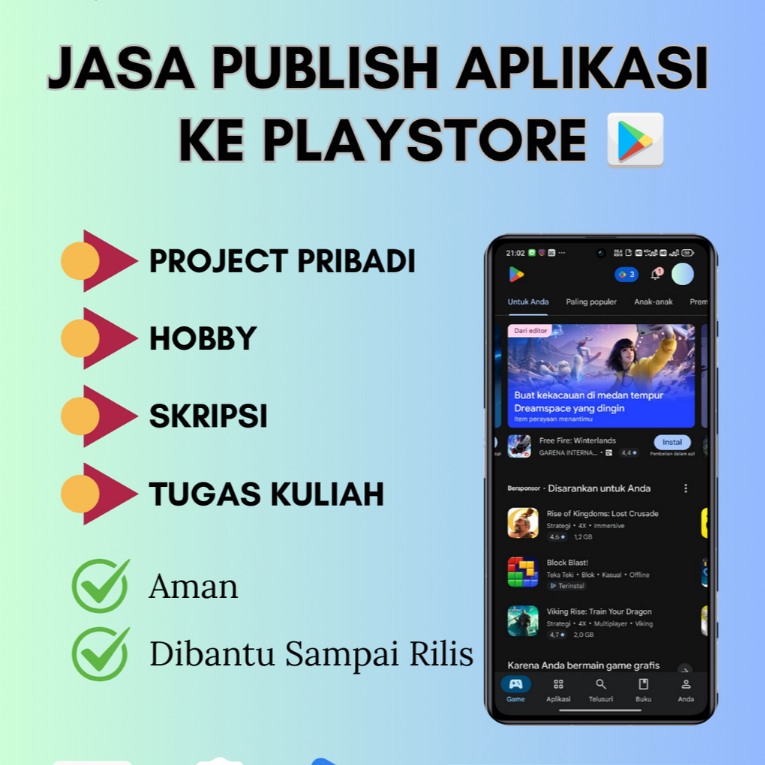 Jasa upload publish aplikasi android ke playstore cepat-murah