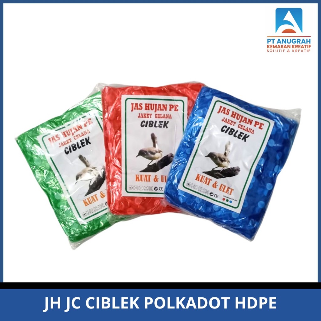 Jas Hujan Plastik Ciblek Motif Polkadot / Jas Hujan Plastik Sekali Pakai / Jas Hujan Plastik Motif