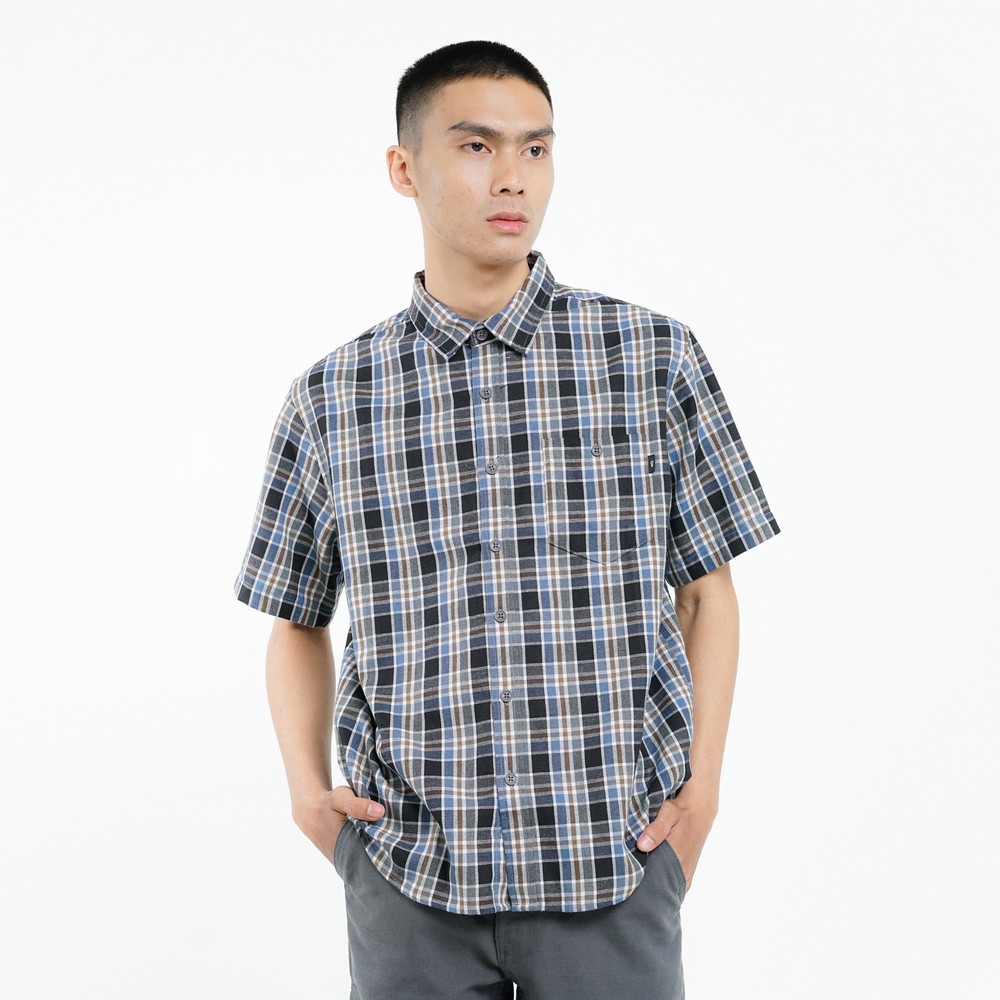 Greenlight Kemeja Kotak-Kotak Pria Lengan Pendek Regular Fit Plaid Checked Shirt Piero HP-G030126