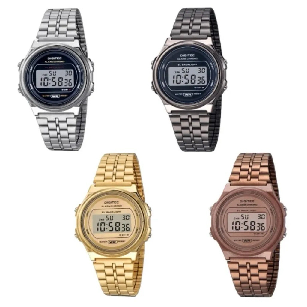 DIGITEC Jam Tangan Digital Wanita DG-6063R Stainless Steel Original