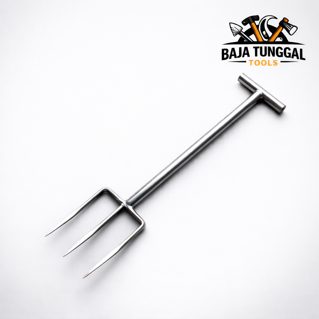 Garpu Tanah / Garpu Injak Tanah Bahan Baja Per Asli Gigi 3 Tebal Anti Patah