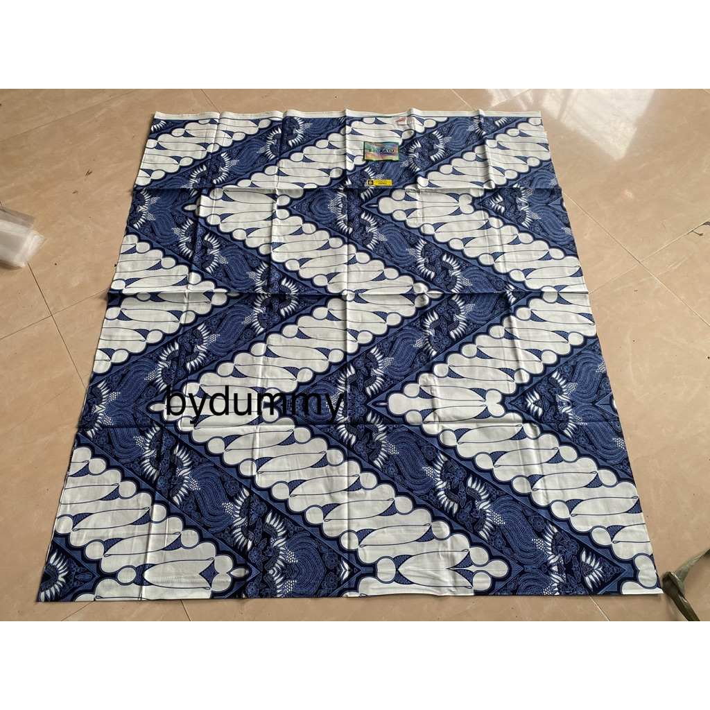 Kain Panjang jarik batik Pekalongan premium Iskandartex Sri Ratu motif parang kombinasi putih biru g