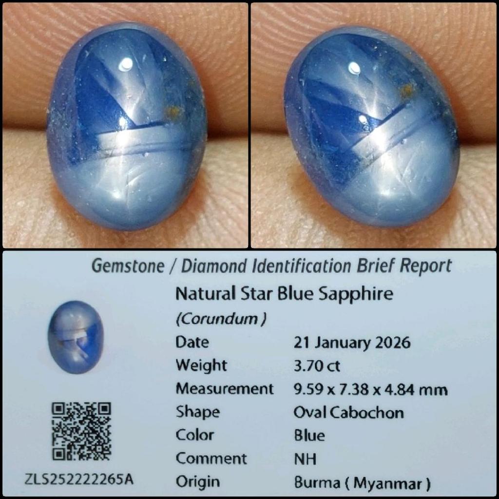 Promo Natural Star Blue Sapphire Nh No Heat Burma Myanmar Rare Gems Batu Permata Safir Biru Termurah