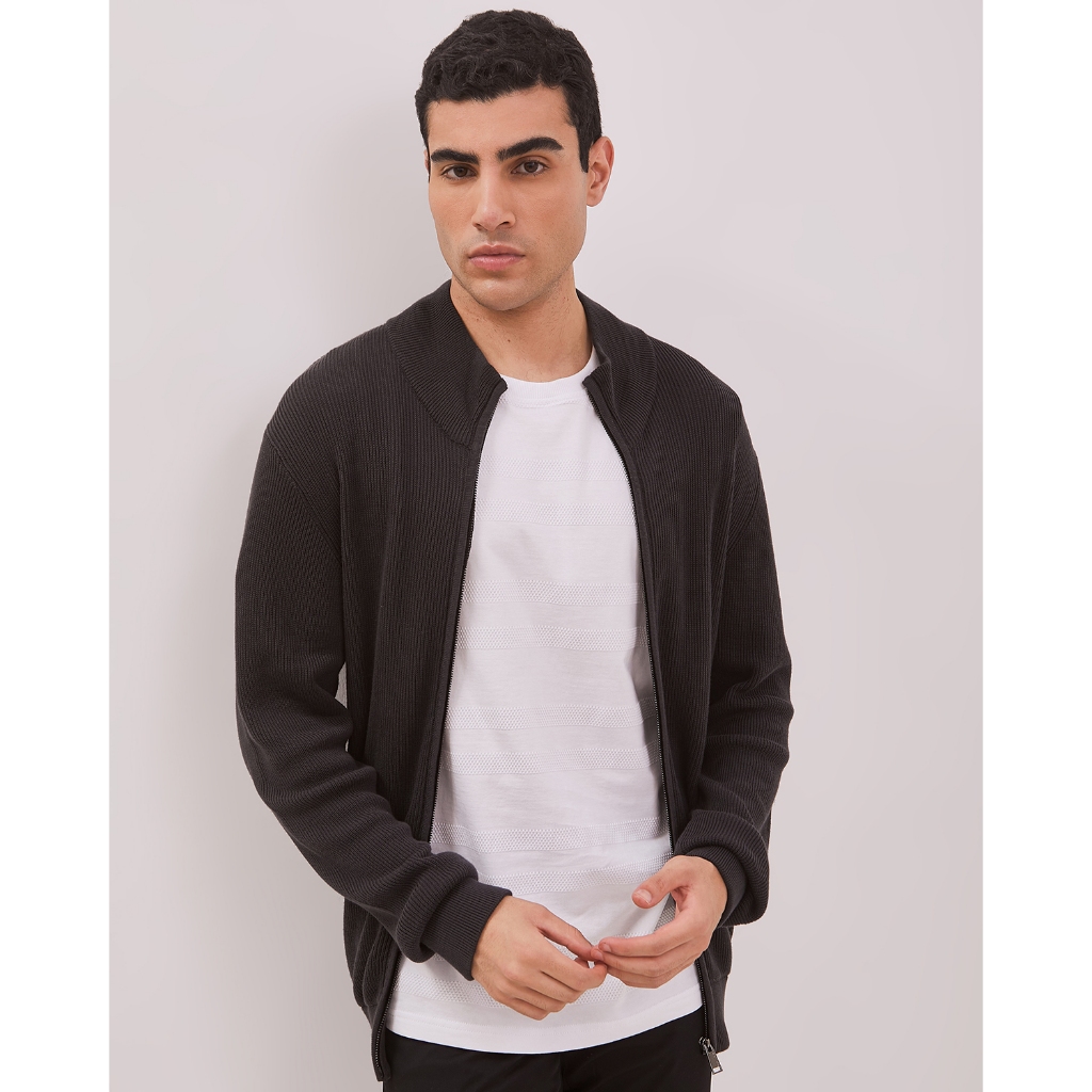 VALINO Jaket Rajut Hitam Pria - V-DLLO28-L9