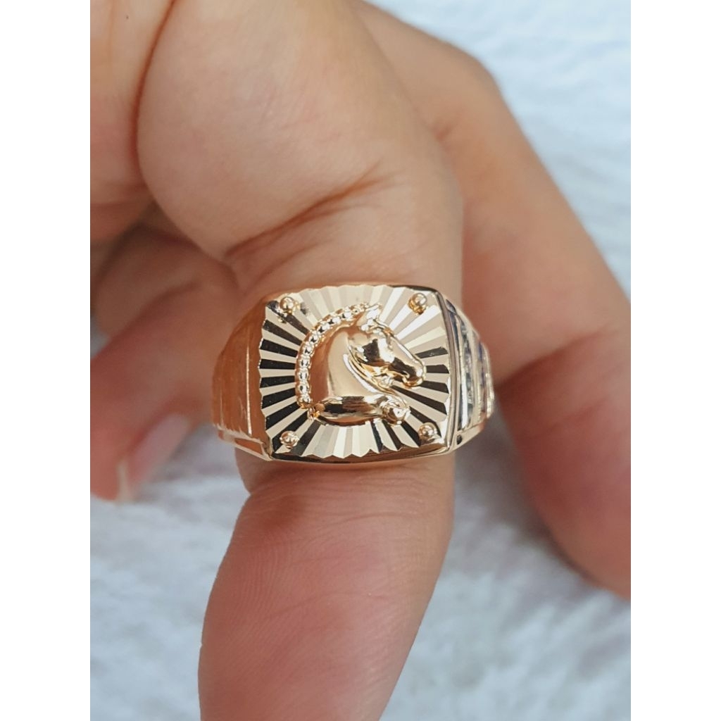 cincin stampel cowok pria kuda tanpa mata variasi emas 70% 700 70 % 16k