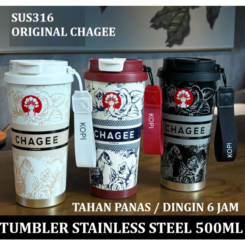 Tumbler Stainless Steel sus 316 Original Chagee Yunnan 500ml tahan panas dingin 6 jam import botol g