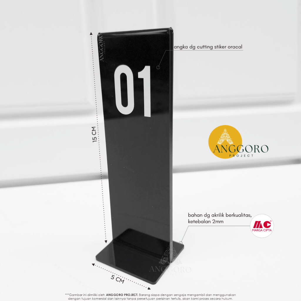 Nomor Meja Akrilik Papan Tanda Nomor Meja Cafe Resto