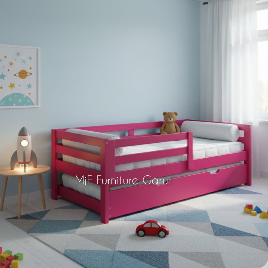 Tempat Tidur kayu 2 in 1/Dipan kayu sorong/Ranjang kayu sorong Ukuran 200x90x80cm/Dipan kayunsorong 