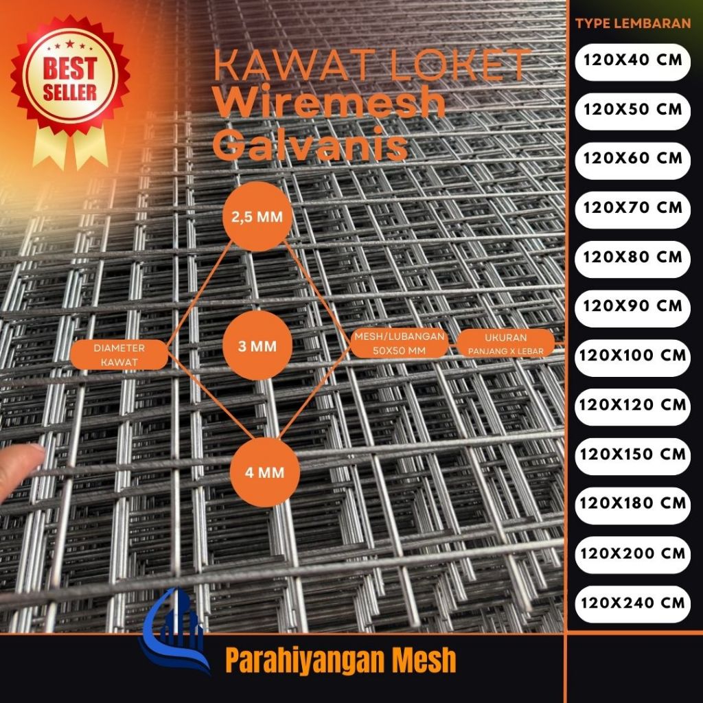 Wiremesh Galvanis Lembaran | Anti Karat | Tebal 2,5–4mm | Termurah