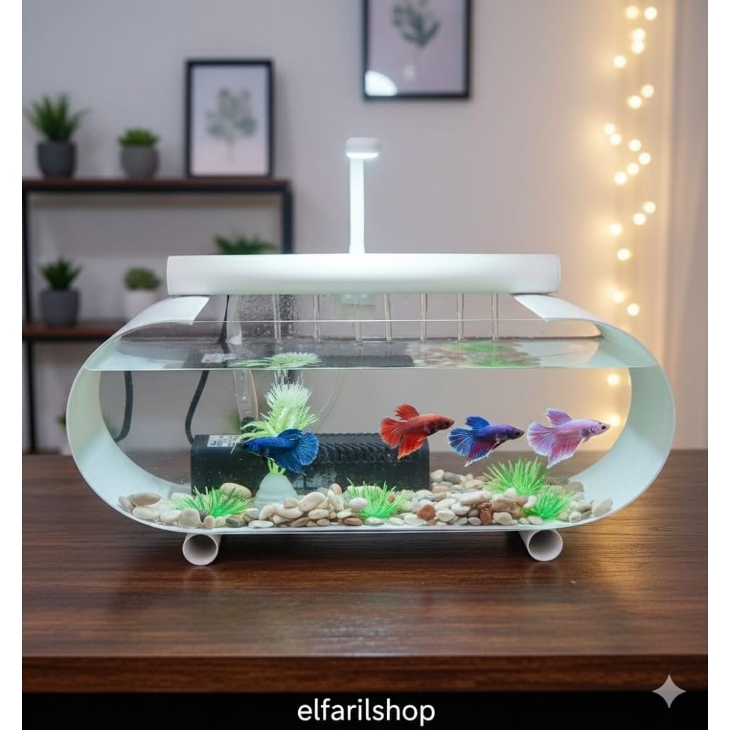 akuarium mini ful akrilik+air terjun