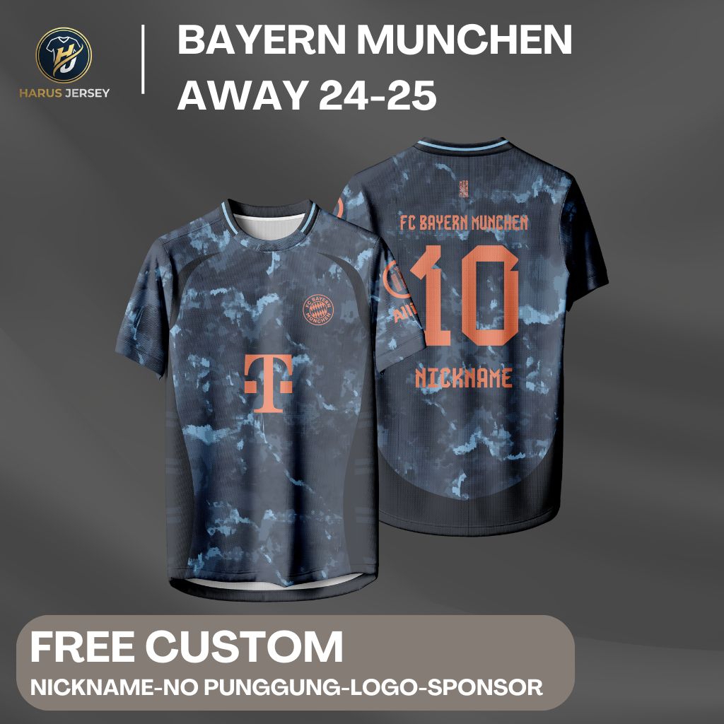 Jersey Sepak Bola B4yern Munch3n Away 24-25 - Custom Free Nama & Nomor Punggung