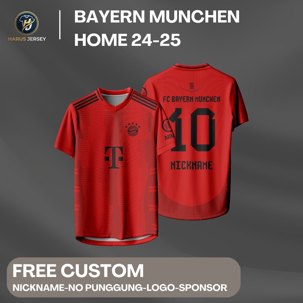 Jersey Sepak Bola B4yern Munch3n Home 24-25 - Custom Free Nama & Nomor Punggung